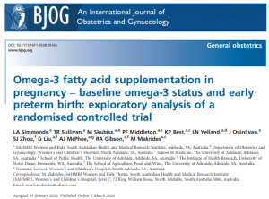 Omega-3 fatty acid supplementation in pregnancy-baseline omega-3 status and early preterm birth: exploratory analysis of a randomised controlled trial